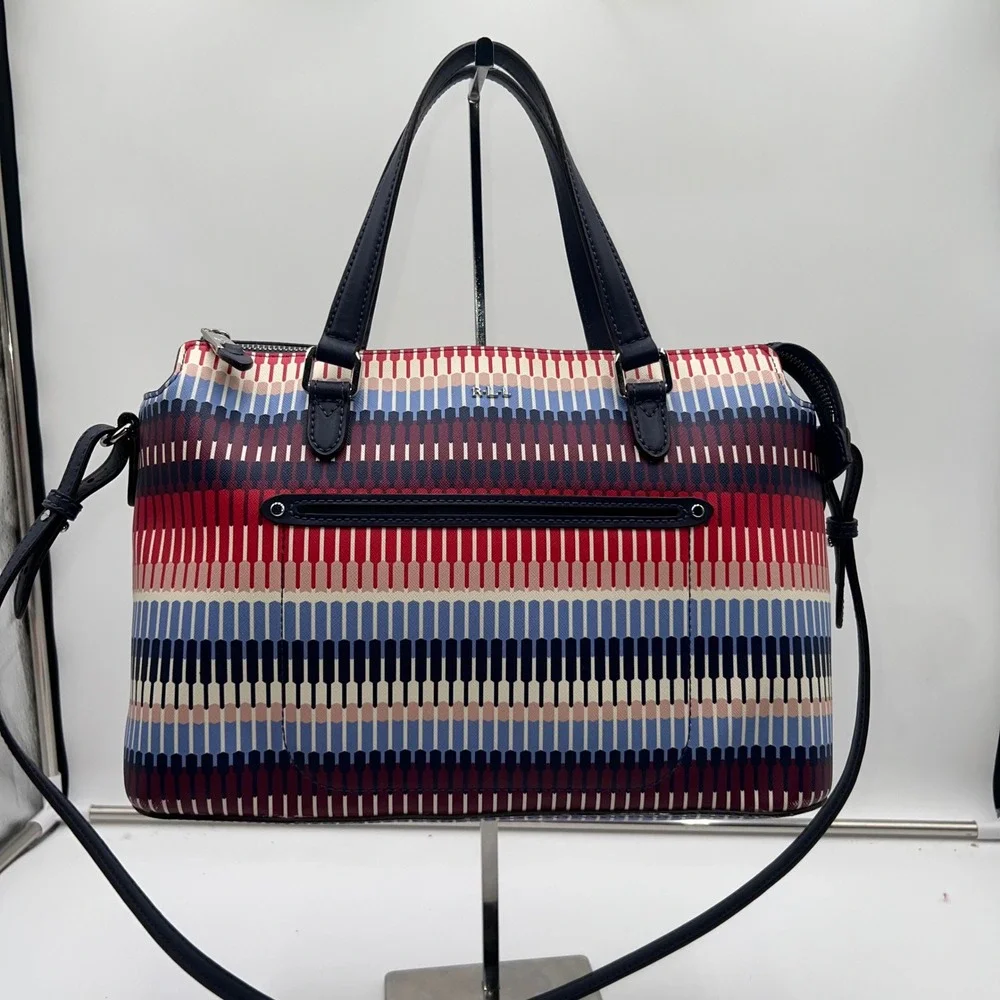 LAUREN RALPH LAUREN Geometric Print Satchel Crossbody Bag Purse